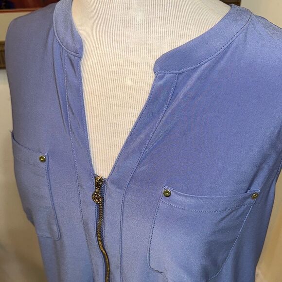 Anne Klein Blue Women's Top with Zipper Detail Size XL - Picture 4 of 9